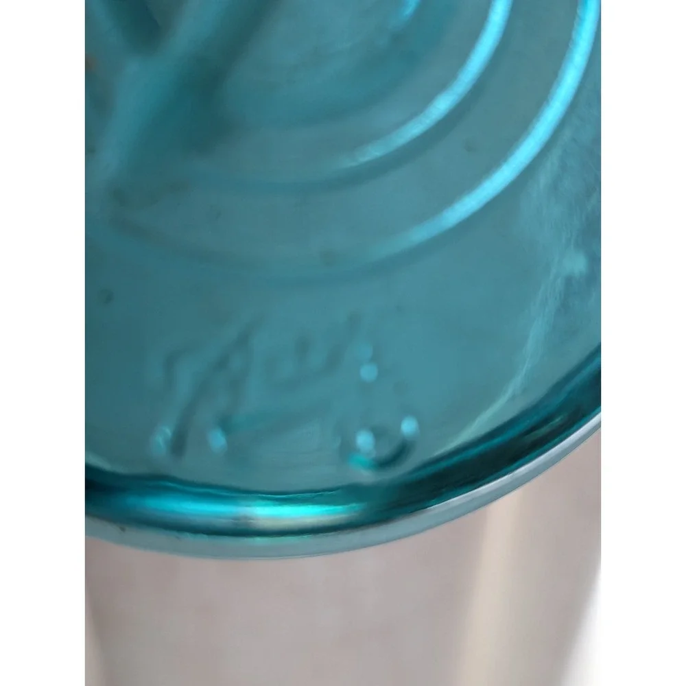 Vintage 1976 Ball Ideal Bicentennial Aqua Blue Pint Jar Eagle Wire Bail Lid